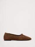 Jada Square-Toe Flat by Freda Salvador - Toffee Brown Woven Suede