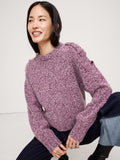 Marled Cashmere-Merino Blend Sweater - Berry Rose Heather