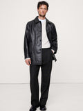 Relaxed Leather Carcoat - Black