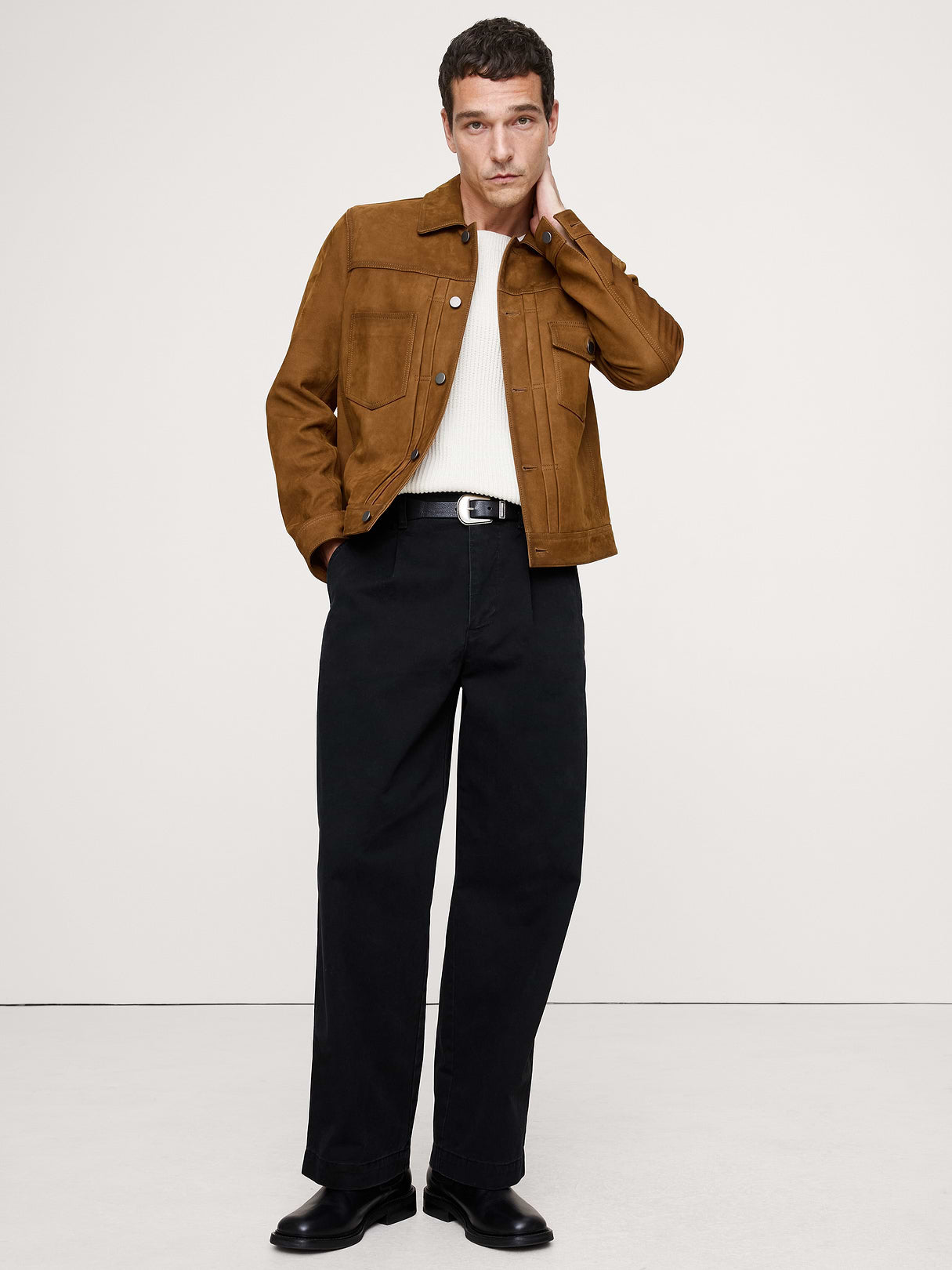 Loose Pleated Chino - Black