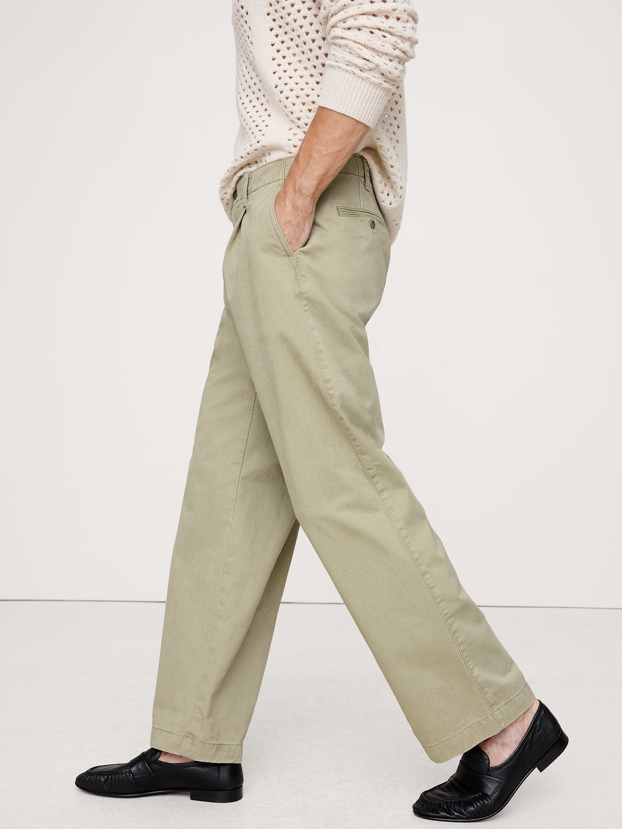 Loose Pleated Chino - Morning Sage Green