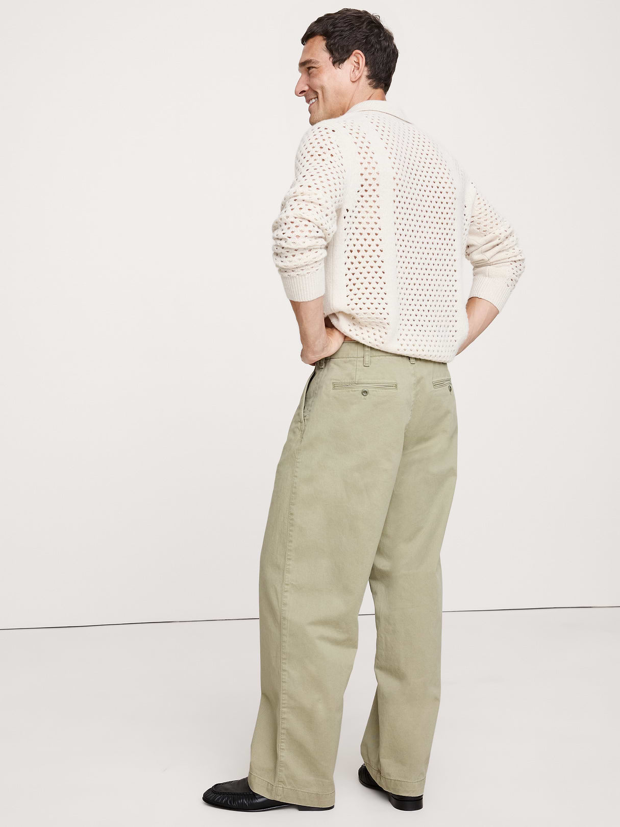 Loose Pleated Chino - Morning Sage Green