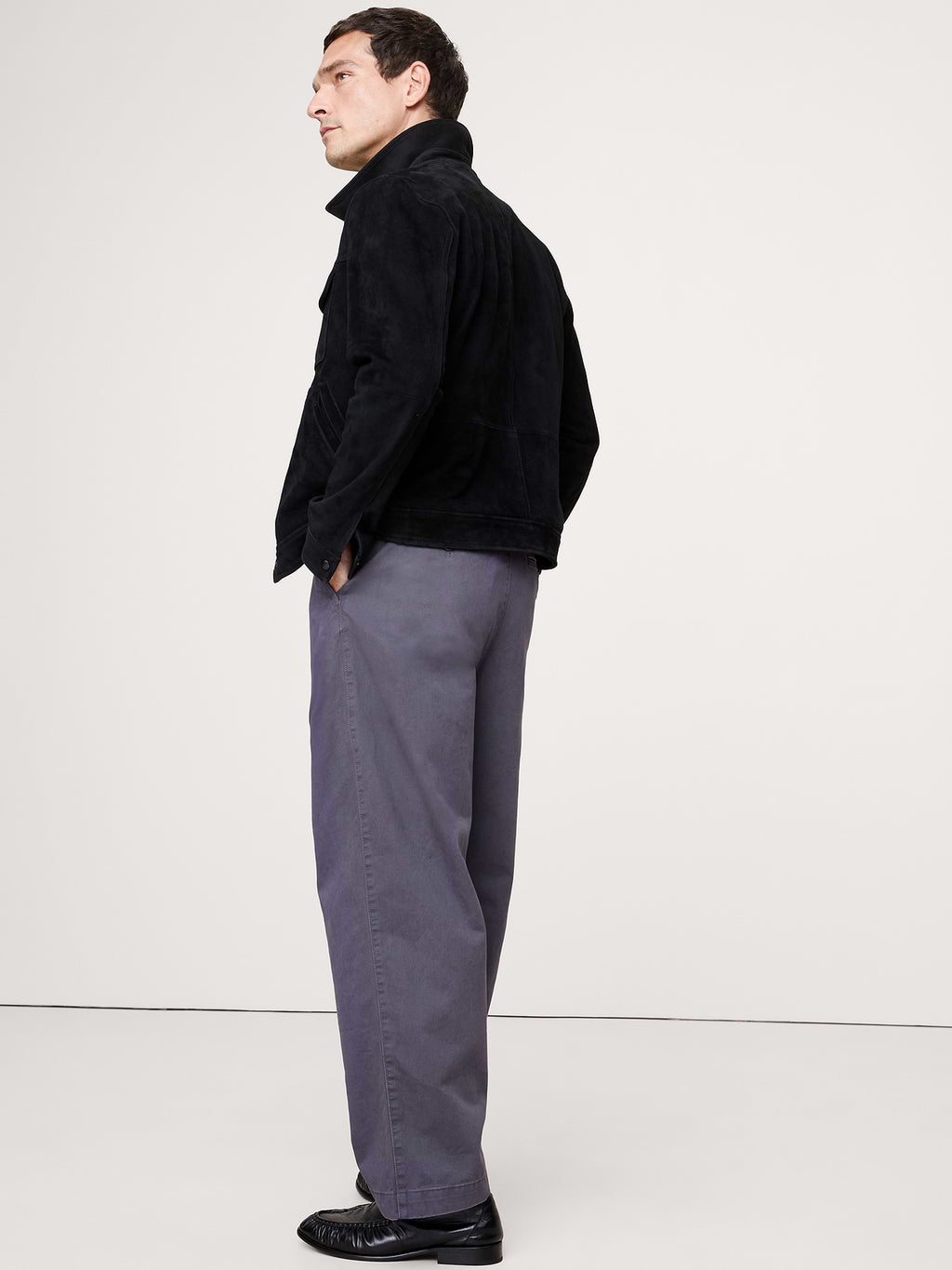 Loose Pleated Chino - Blue Charcoal