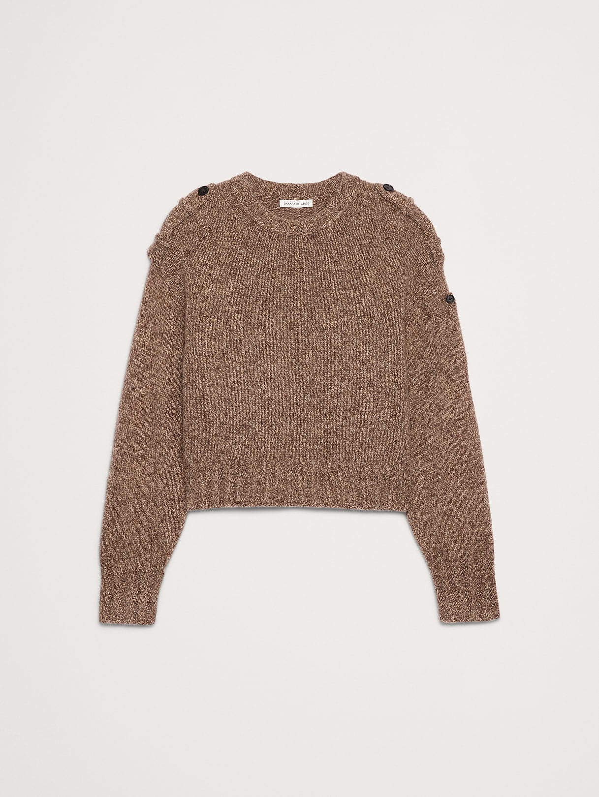 Marled Cashmere-Merino Blend Sweater - Brown Heather