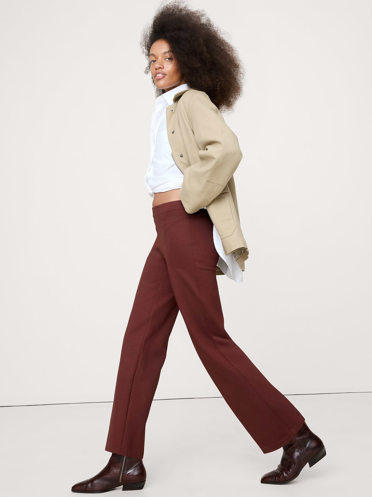 Fitted Everywhere Ponte Ankle Pant - Redwood Burgundy