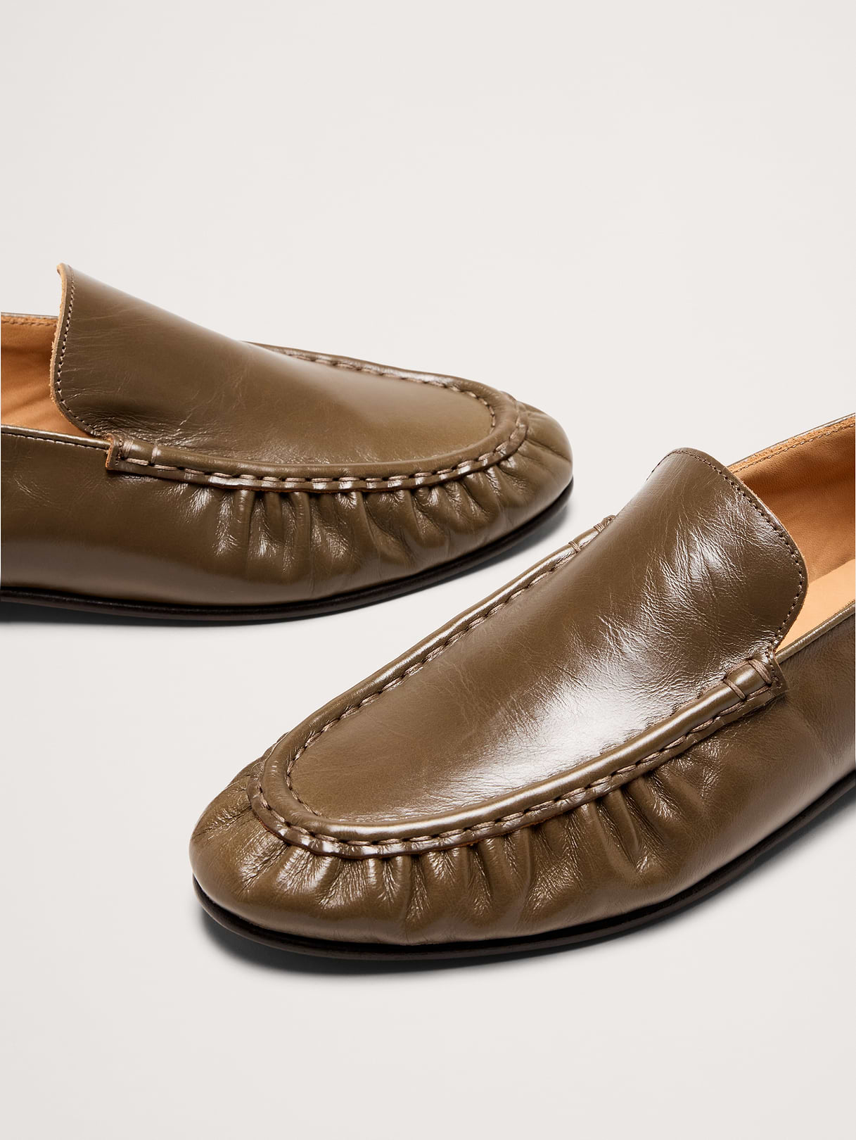 Leather Moc-Toe Loafer - Mushroom Taupe
