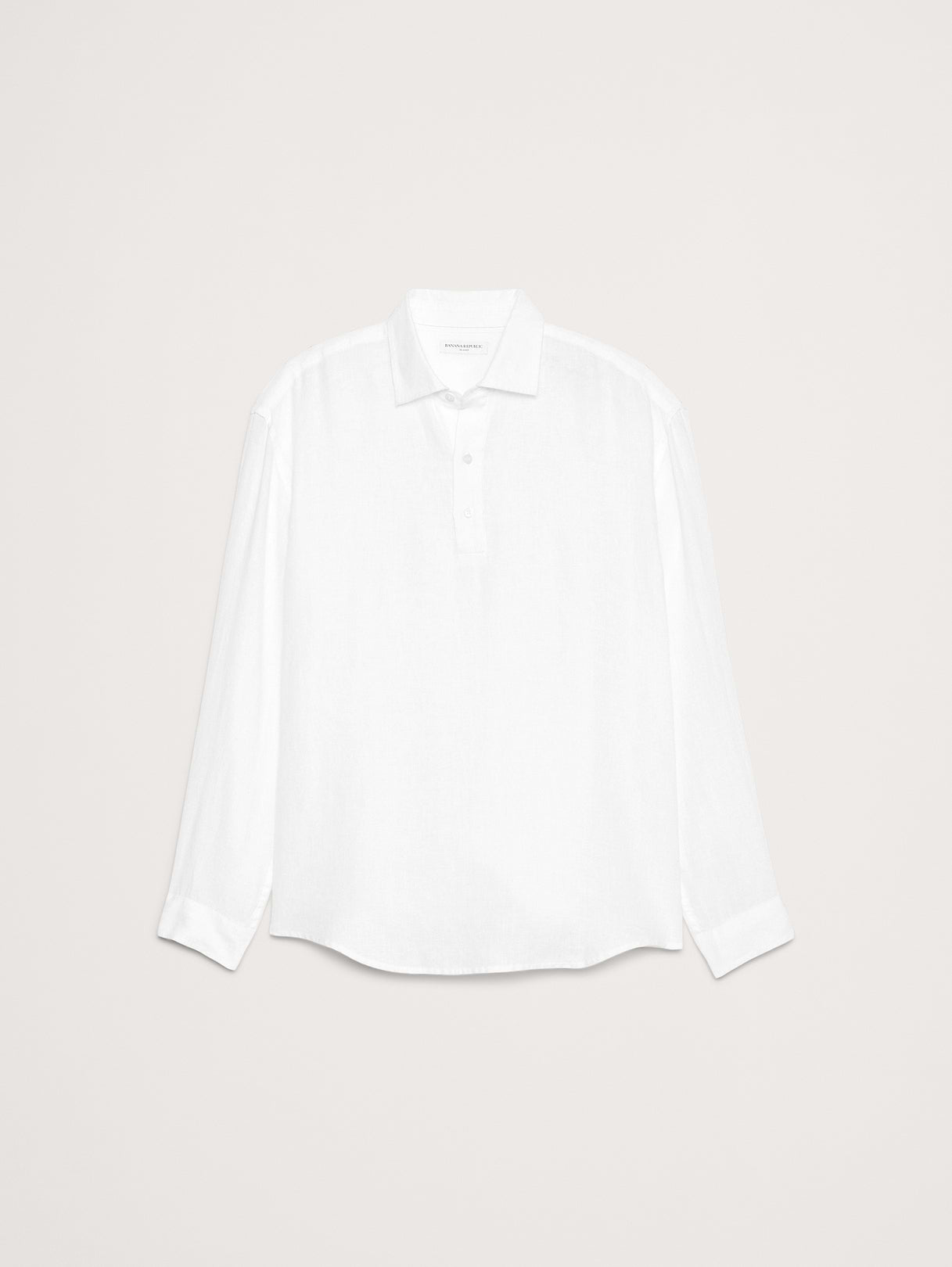Relaxed-Fit Linen Popover Shirt - White