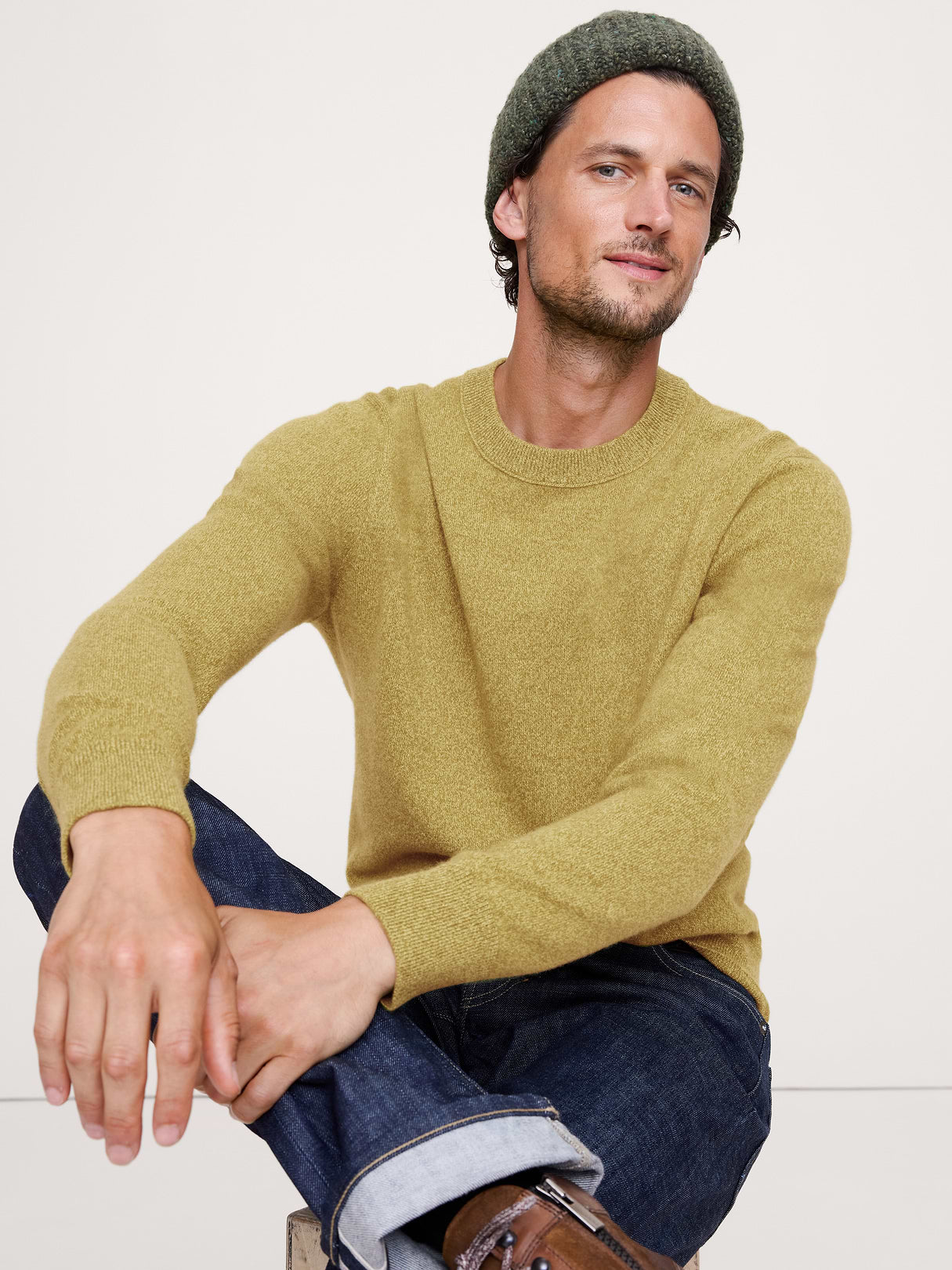 Cashmere Crew-Neck Sweater - Green Chartreuse