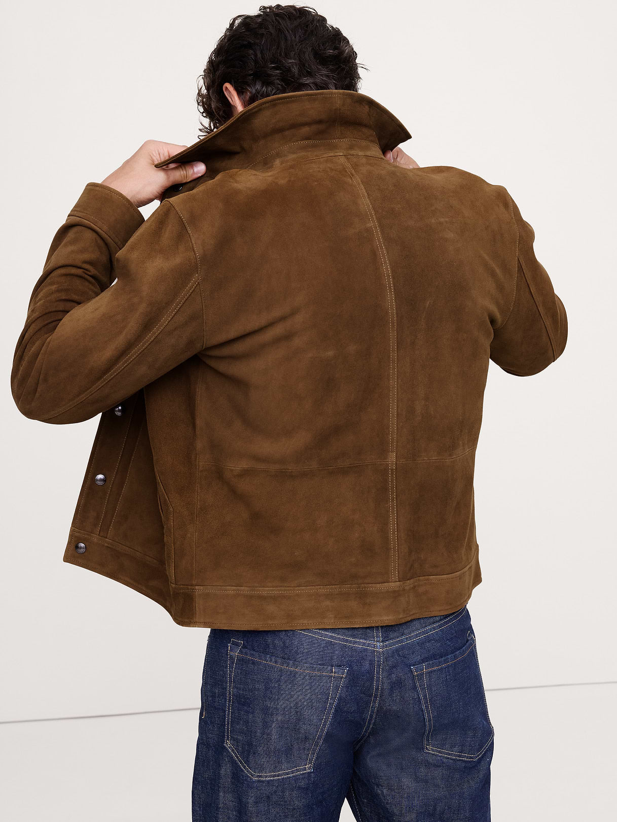 Suede Trucker Jacket - Dark Brown