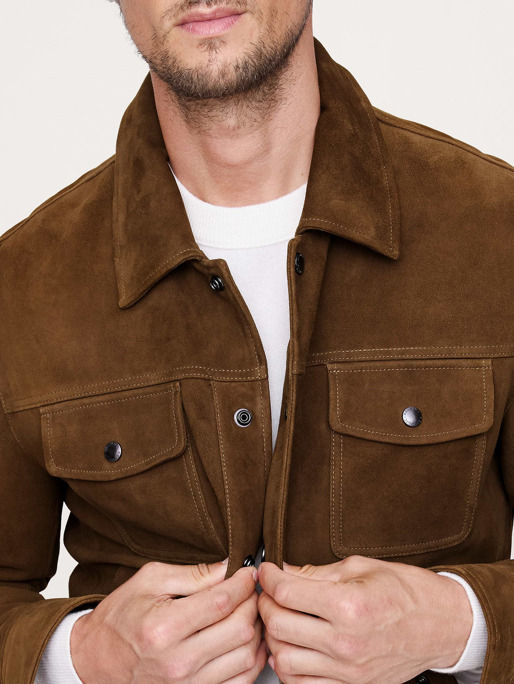 Suede Trucker Jacket - Dark Brown