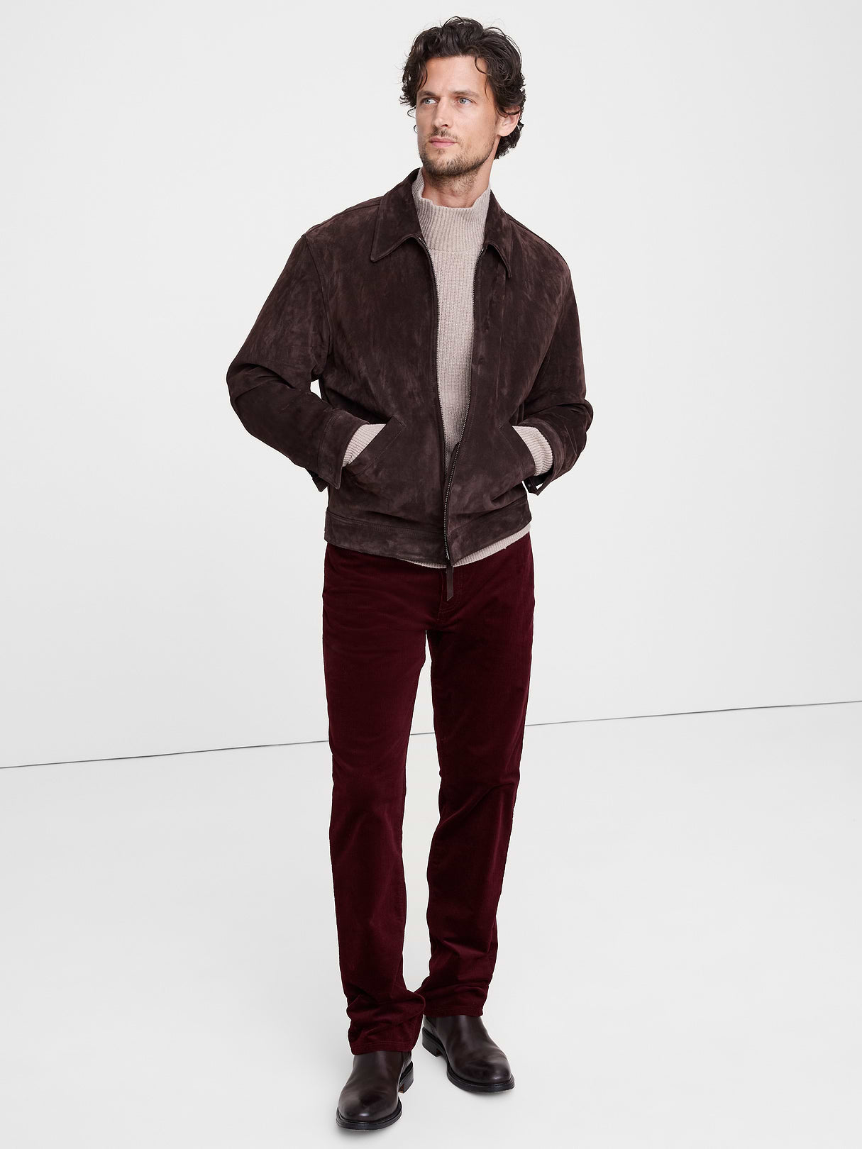 Straight Stretch-Corduroy Traveler Pant - Burgundy Red