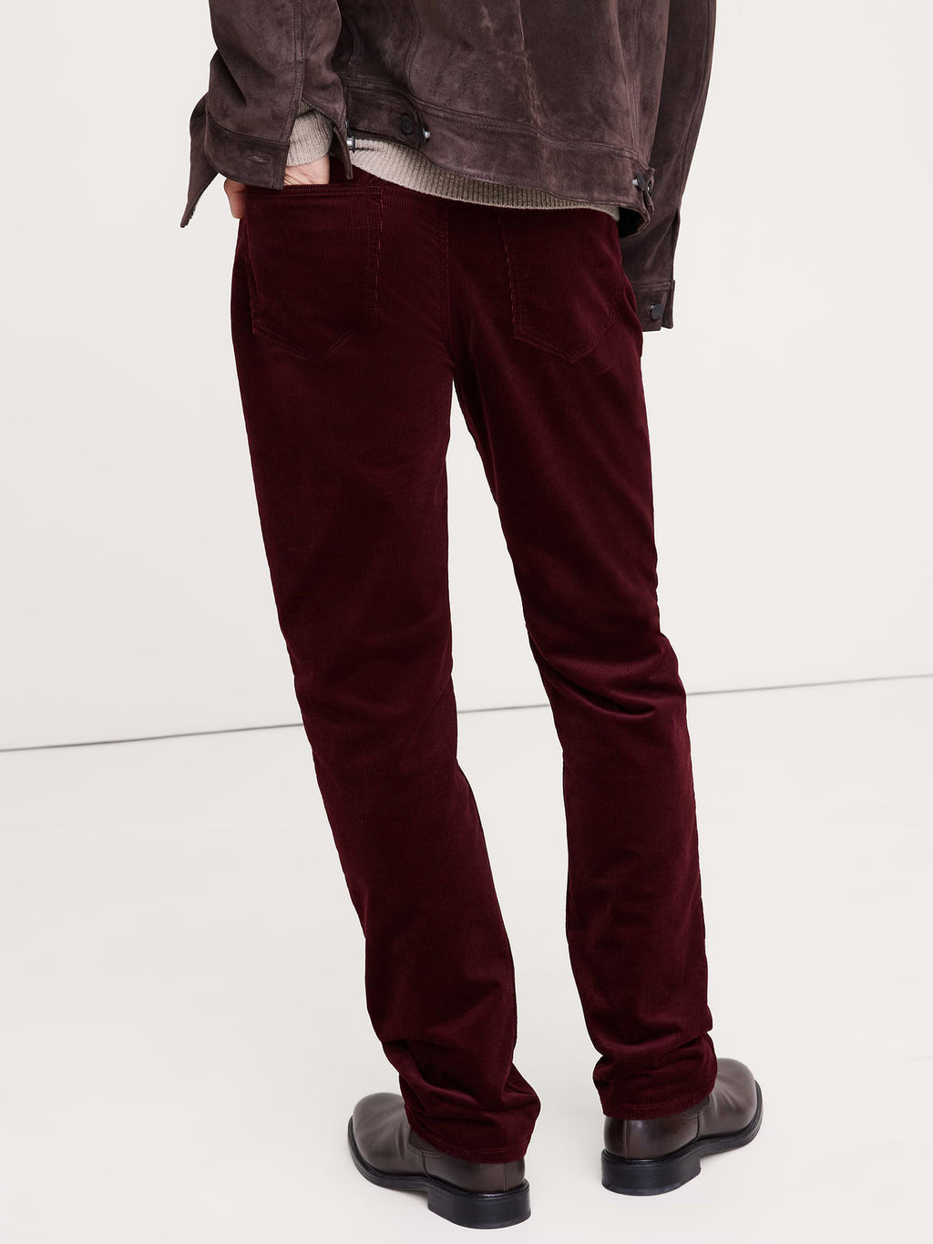 Straight Stretch-Corduroy Traveler Pant - Burgundy Red