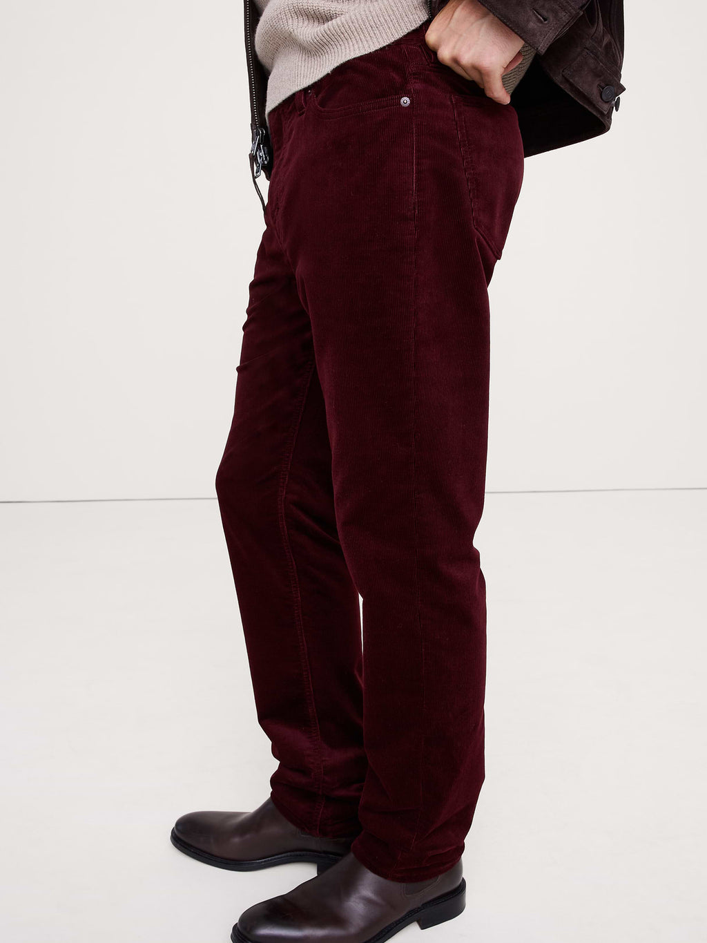 Straight Stretch-Corduroy Traveler Pant - Burgundy Red