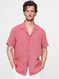 Standard-Fit Linen Resort Shirt - Bright Pink