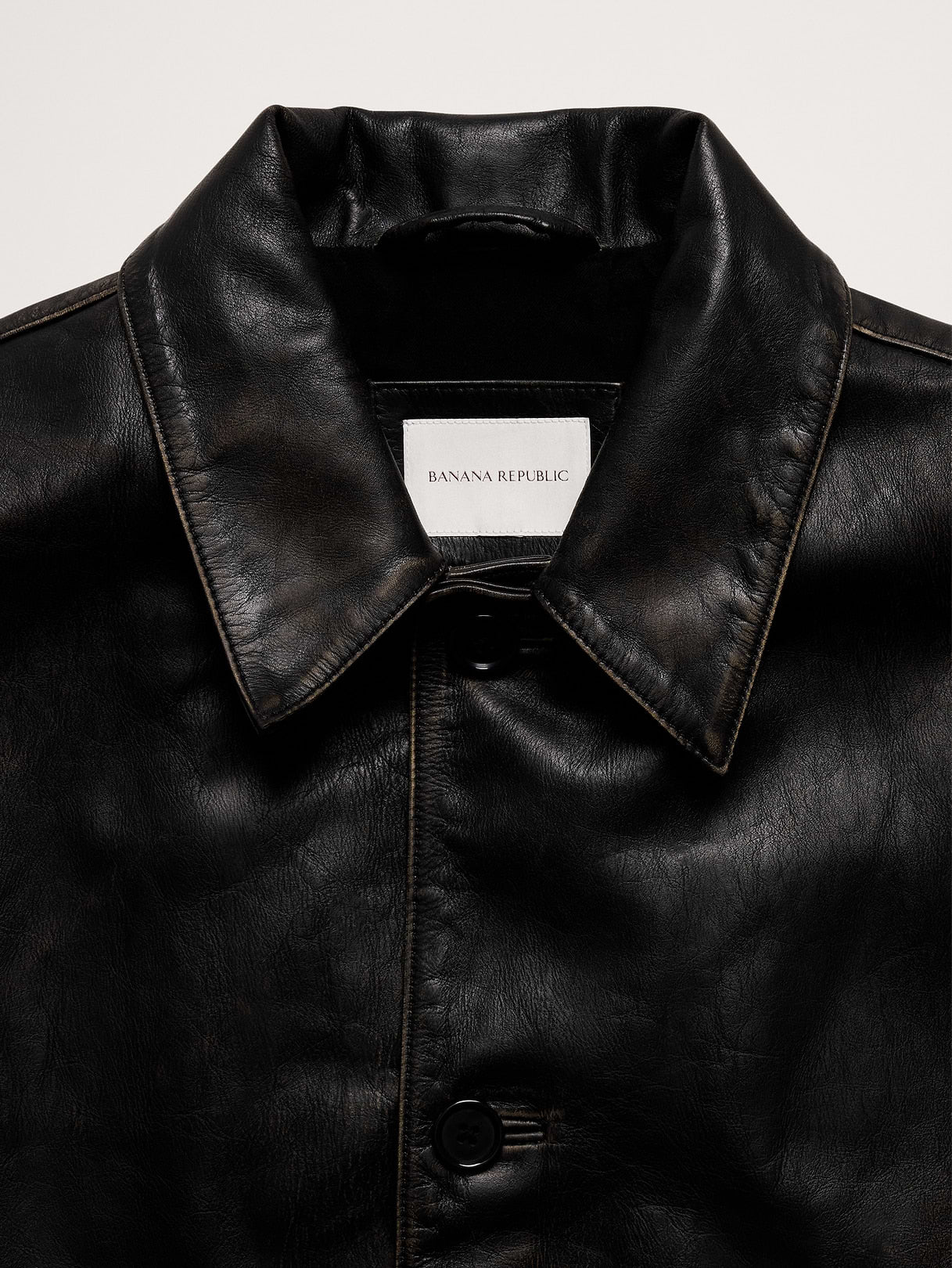 Relaxed Leather Carcoat - Black