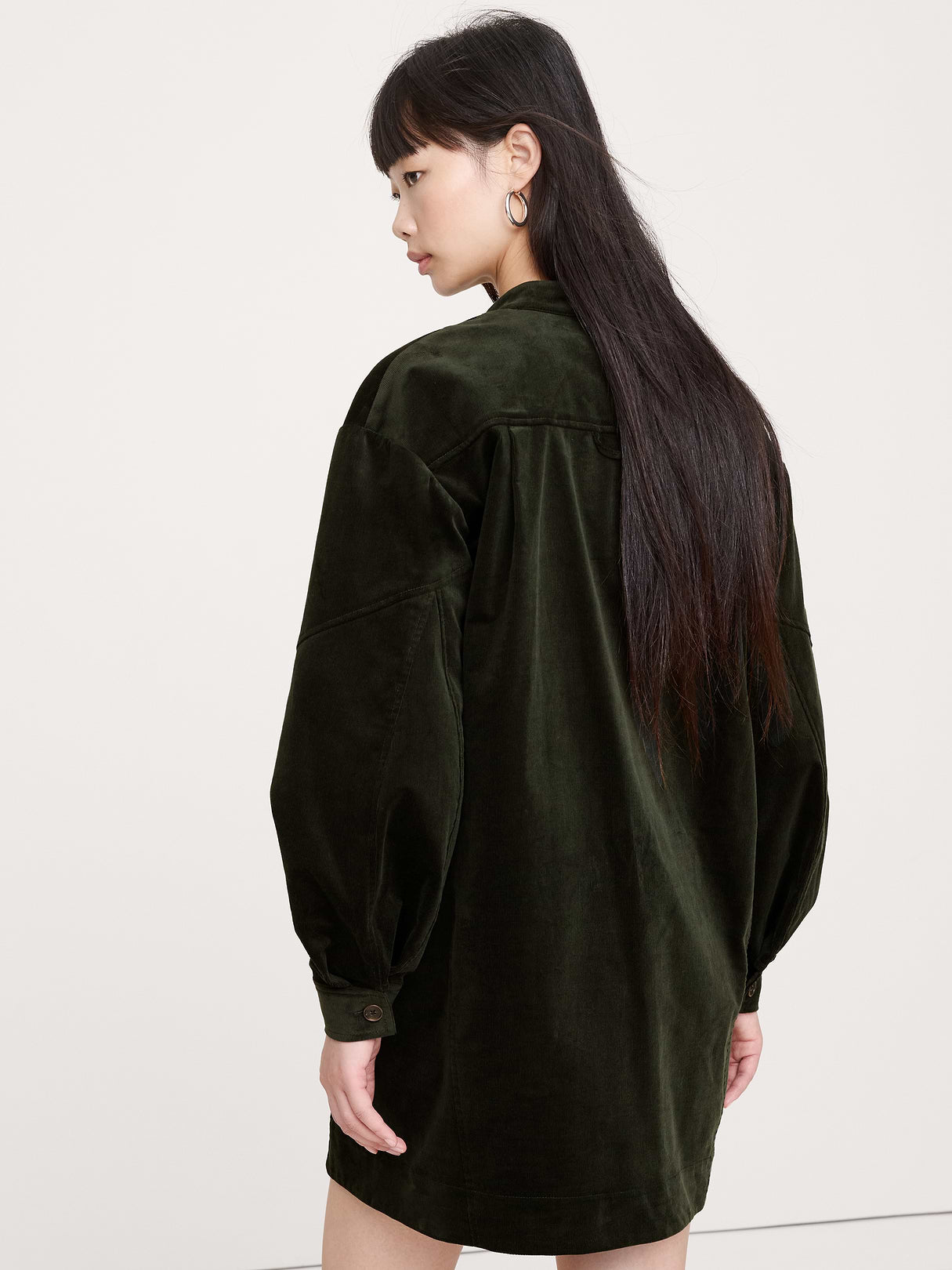 Corduroy Popover Shift Dress - Beyond The Pines Green