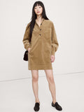 Corduroy Popover Shift Dress - Whiskey Brown