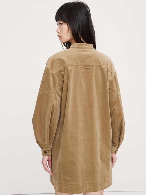 Corduroy Popover Shift Dress - Whiskey Brown