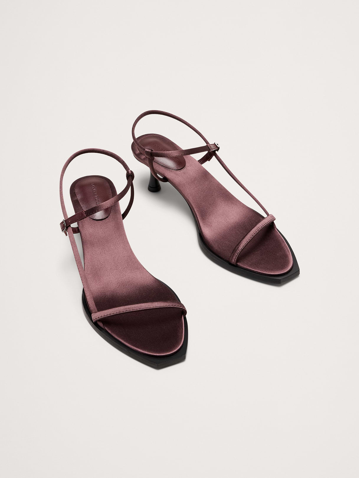 Kitten-Heel Sandal - Chocolate Brown Satin