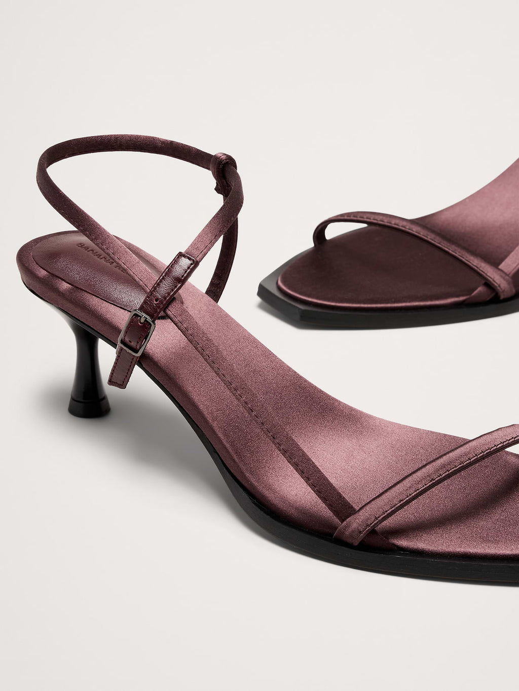 Kitten-Heel Sandal - Chocolate Brown Satin