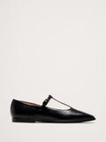 Italian Leather Square-Toe Mary Jane Flats - Black