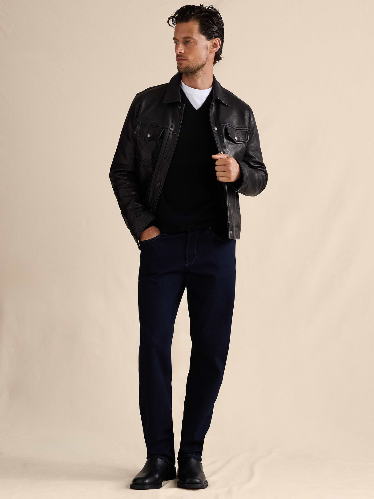 Straight Luxe Traveler Jean - Rinse Dark Wash