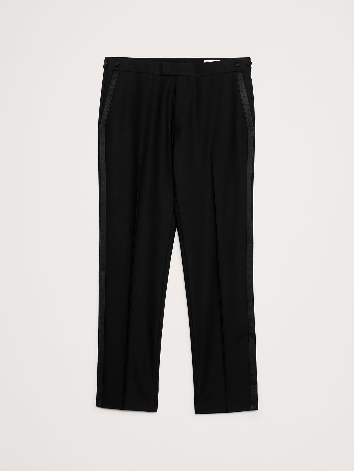 Slim Italian Barathea Tuxedo Pant - Black