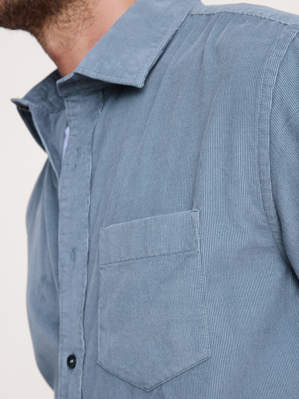 Standard-Fit Lightweight Corduroy Shirt - Light Blue