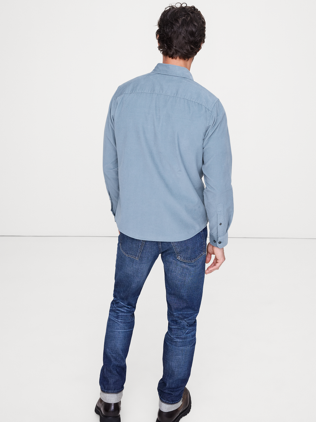 Standard-Fit Lightweight Corduroy Shirt - Light Blue