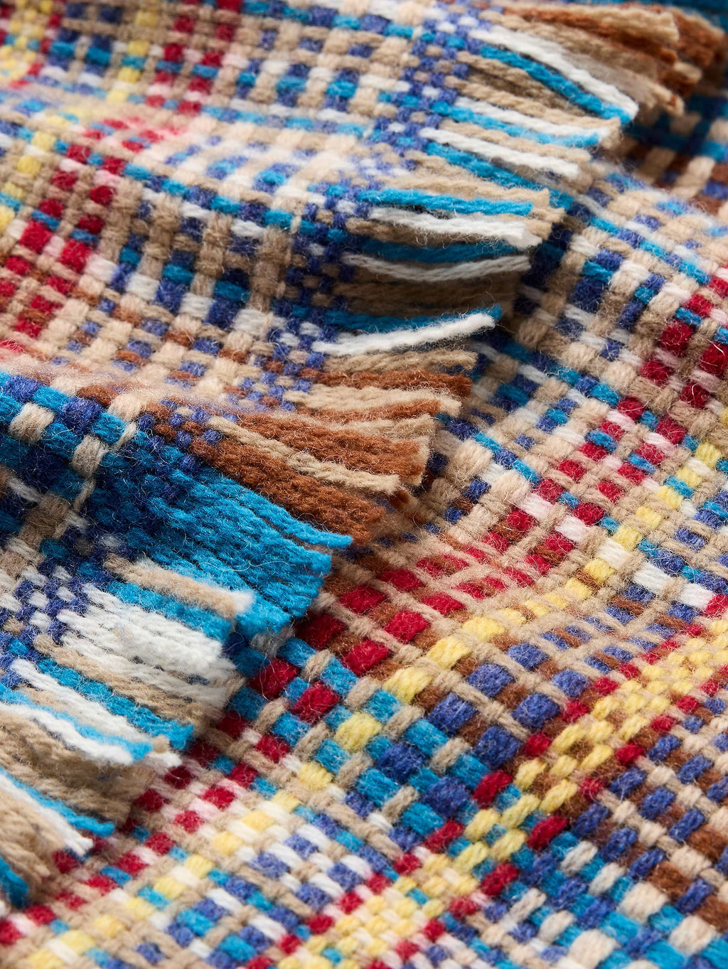 Italian Plaid Wool-Blend Scarf - Medium Blue