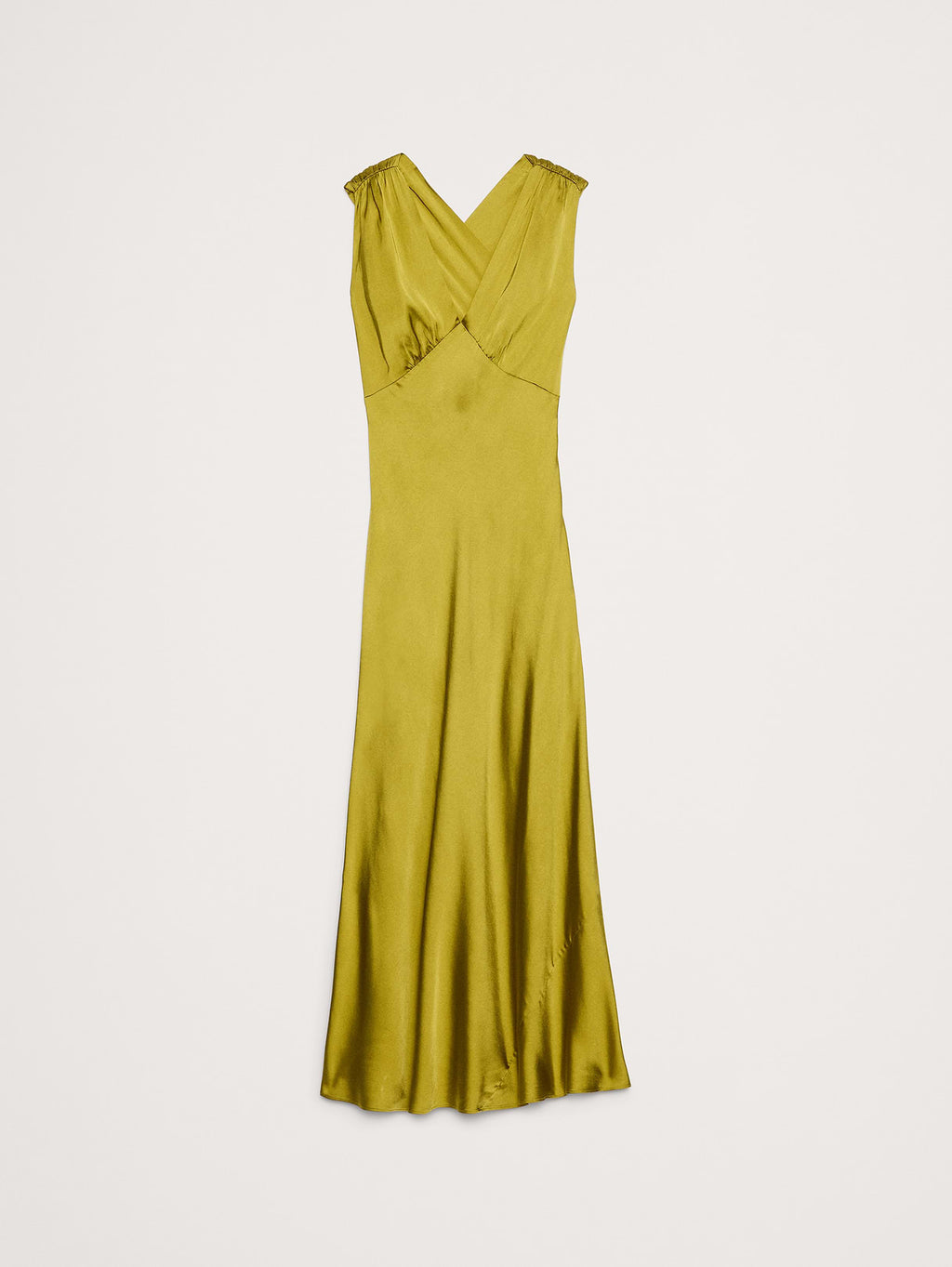 Stretch-Satin Cross-Back Maxi Dress - Gilded Green
