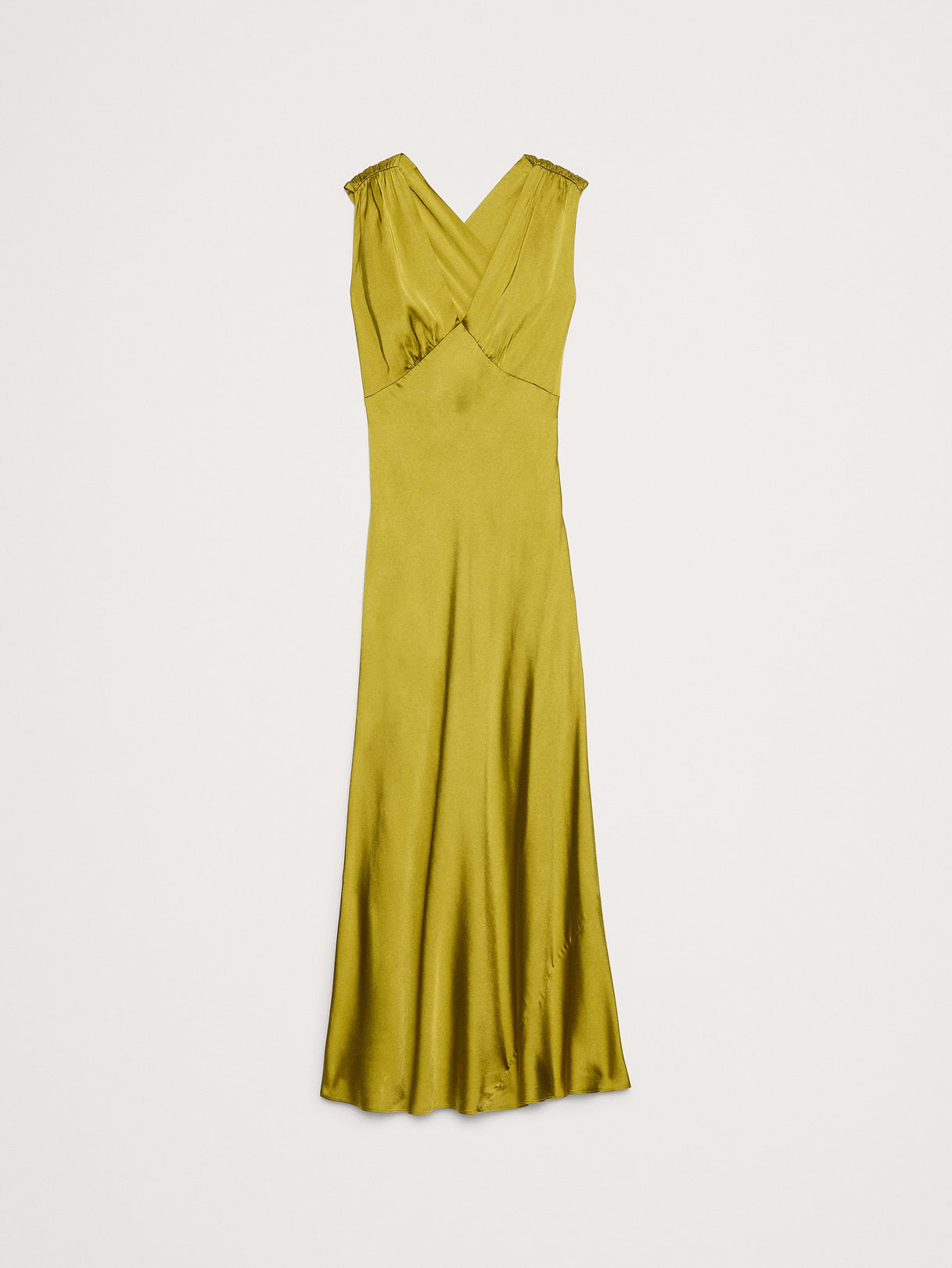 Stretch-Satin Cross-Back Maxi Dress - Gilded Green