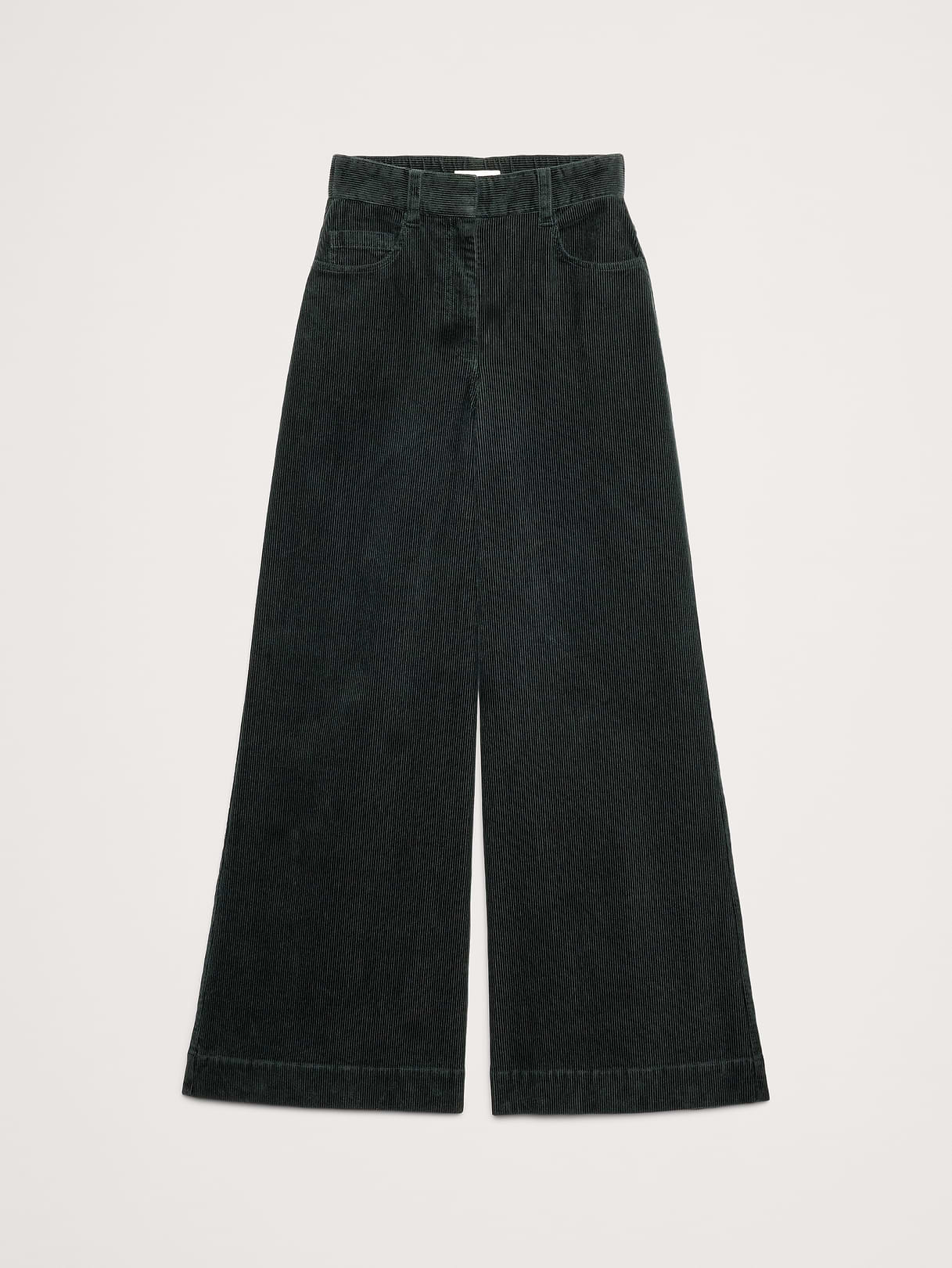 Ultra-High Rise Wide-Leg Corduroy Pant - Beyond The Pines Green