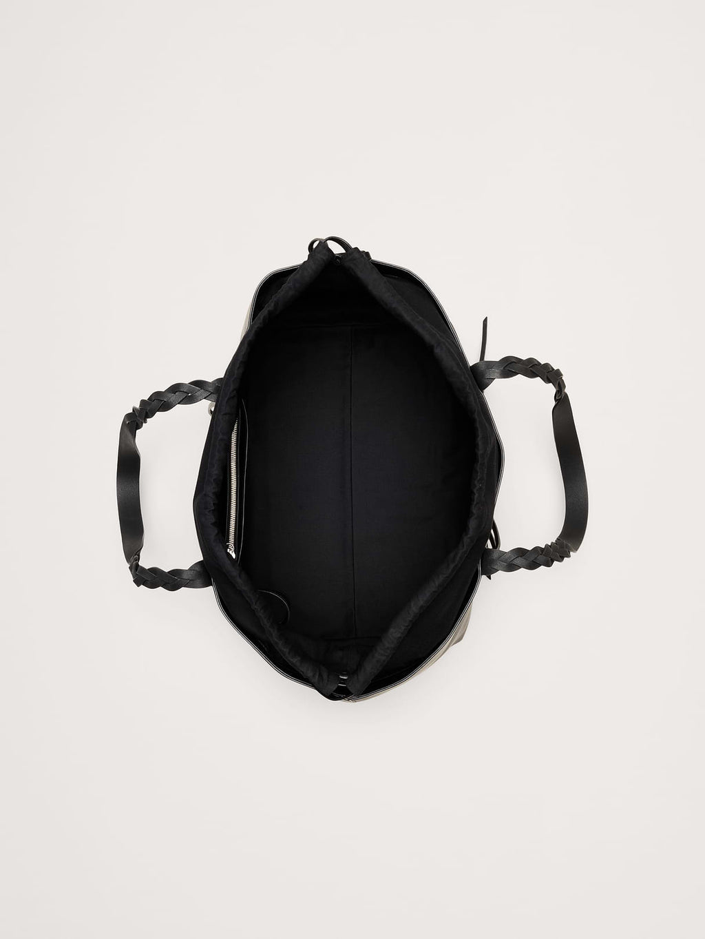 Large Leather East-West Tote - Black