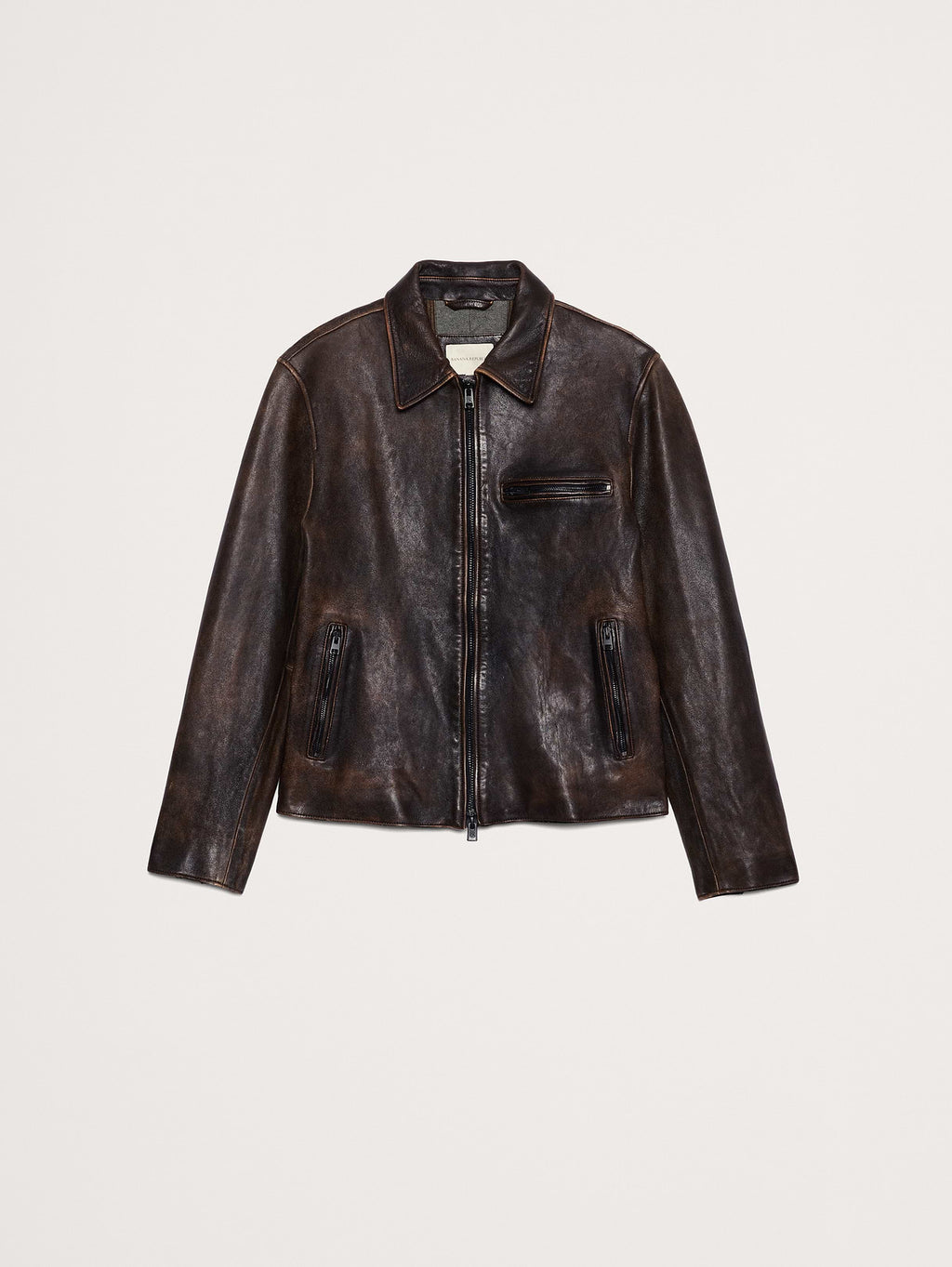 Leather Racing Jacket - Weathered Espresso Brown