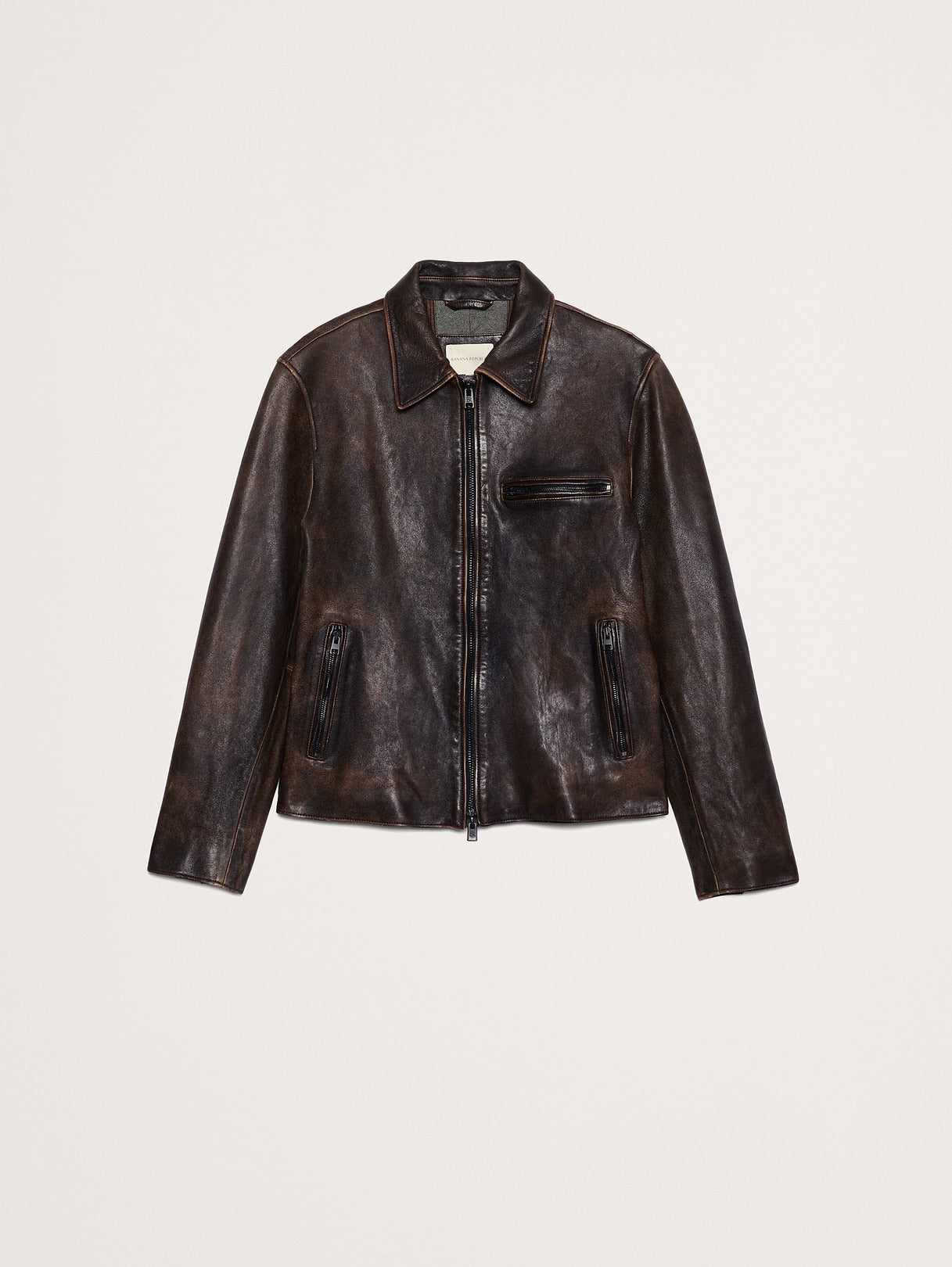Leather Racing Jacket - Weathered Espresso Brown
