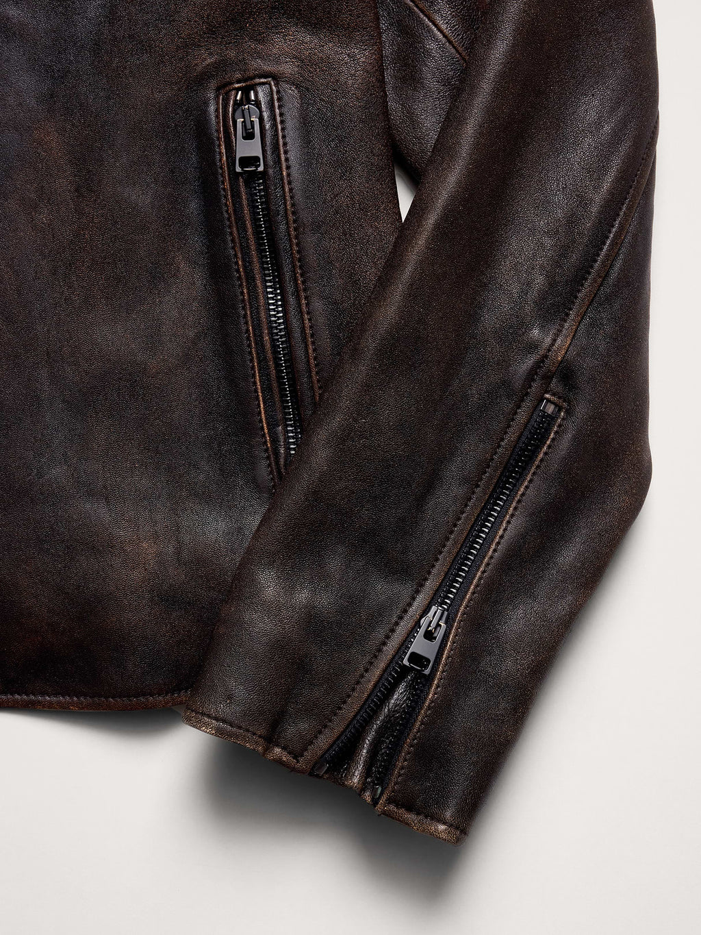 Leather Racing Jacket - Weathered Espresso Brown
