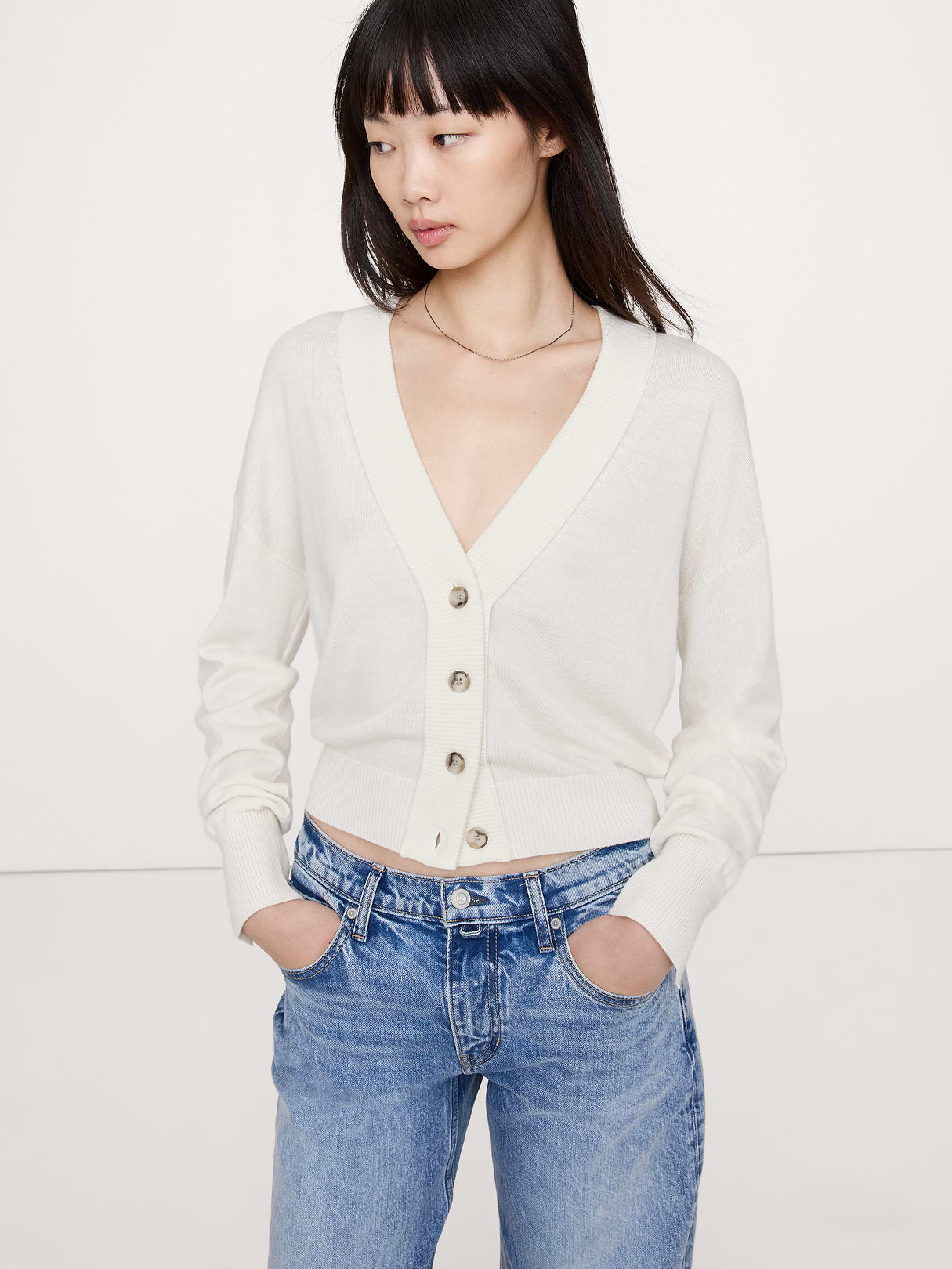 Merino Cardigan Sweater - White