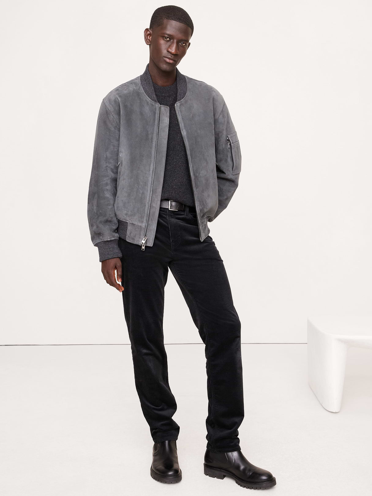 Slim Stretch-Corduroy Traveler Pant - Slate Gray