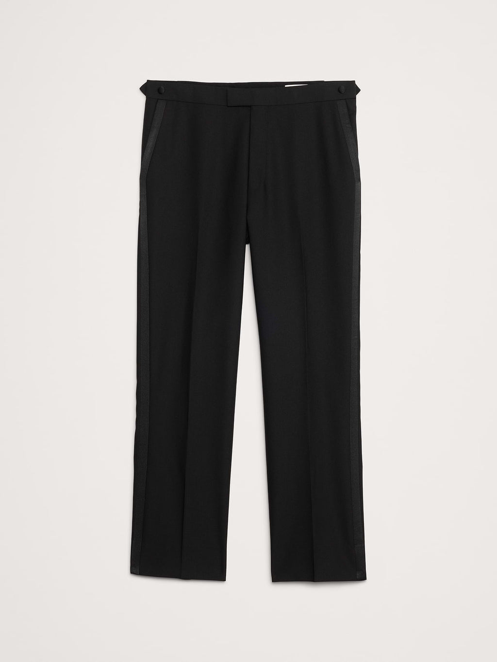 Straight Italian Barathea Tuxedo Pant - Black