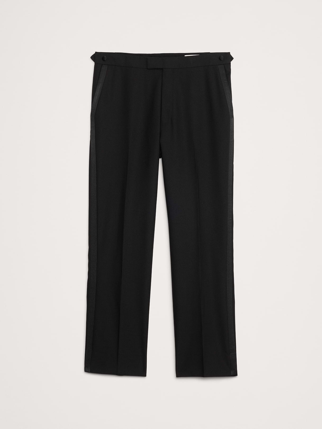 Straight Italian Barathea Tuxedo Pant - Black