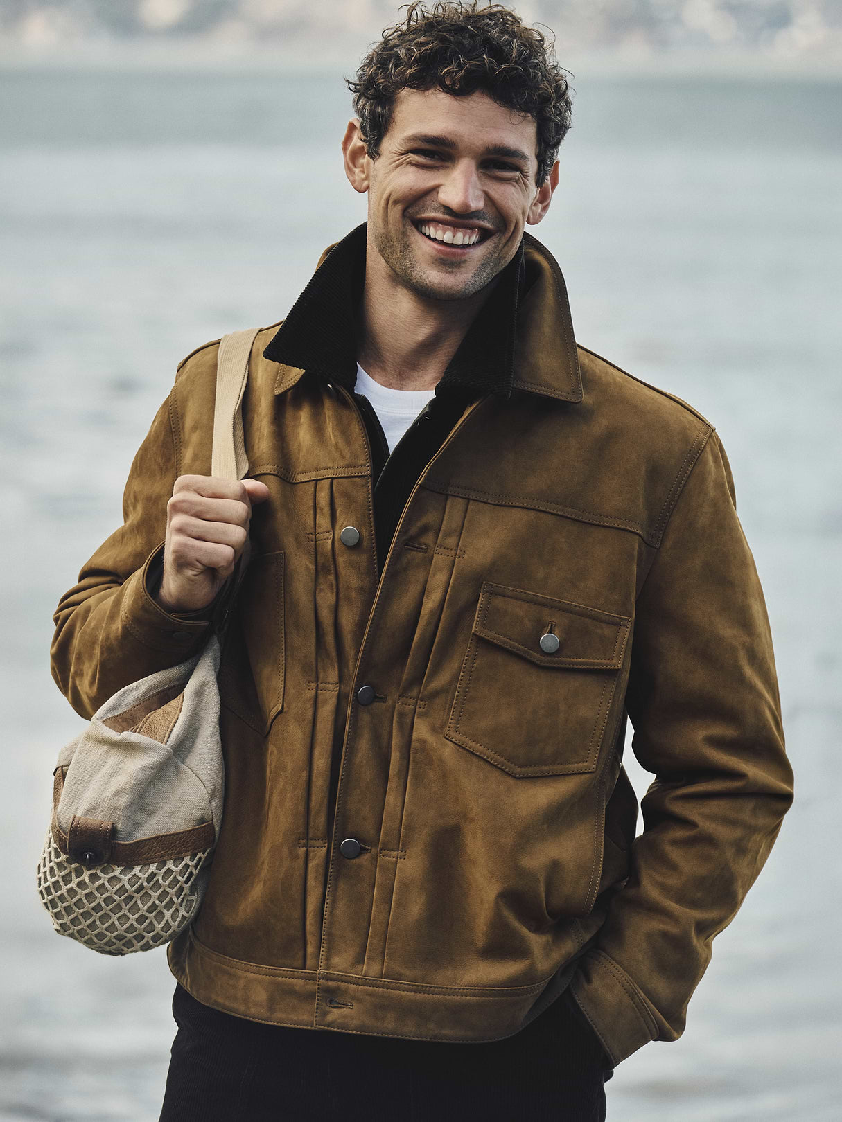Nubuck Leather Trucker Jacket - Hazelnut Brown