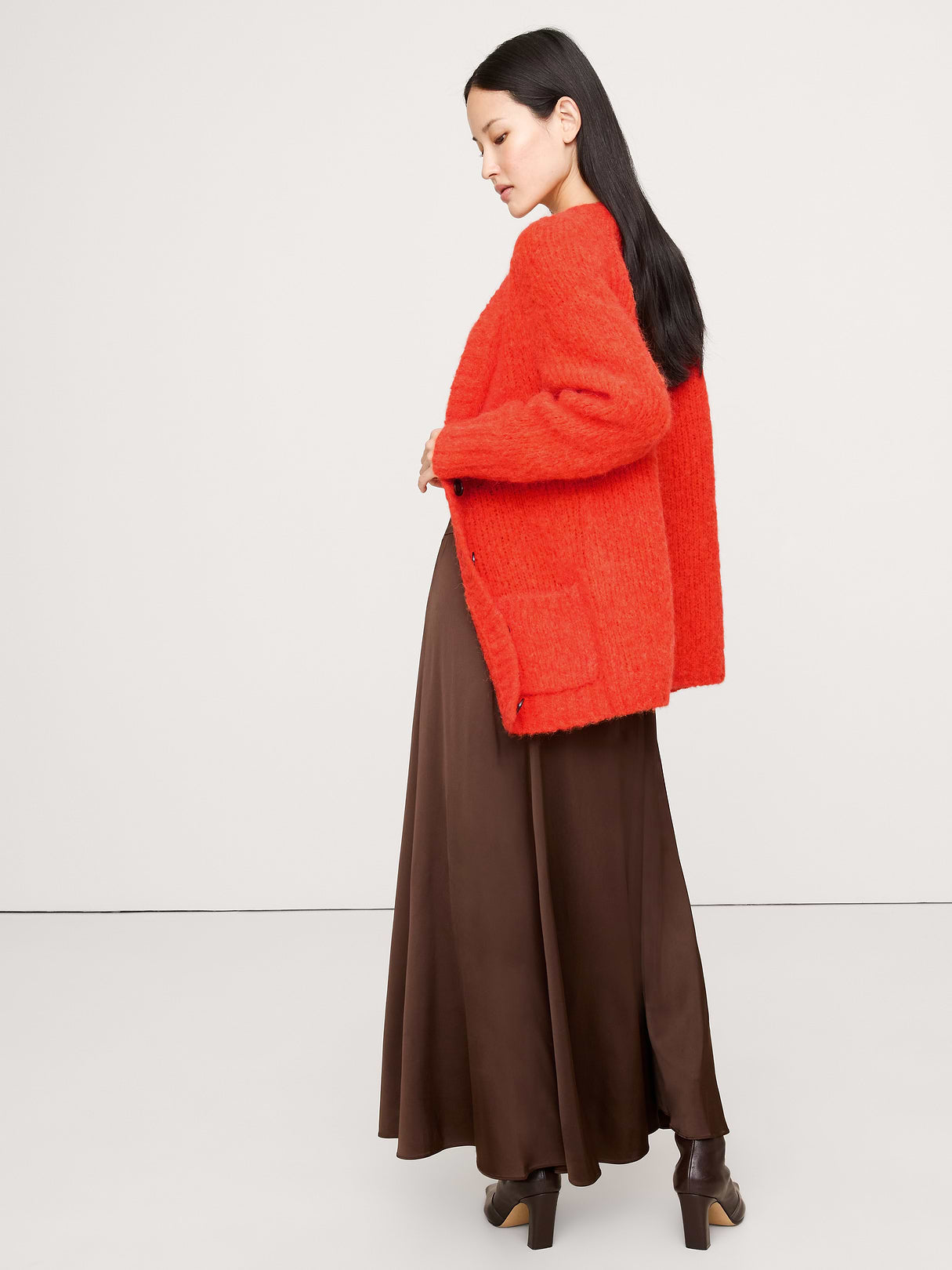 Italian Alpaca-Blend Cardigan - Fire Red