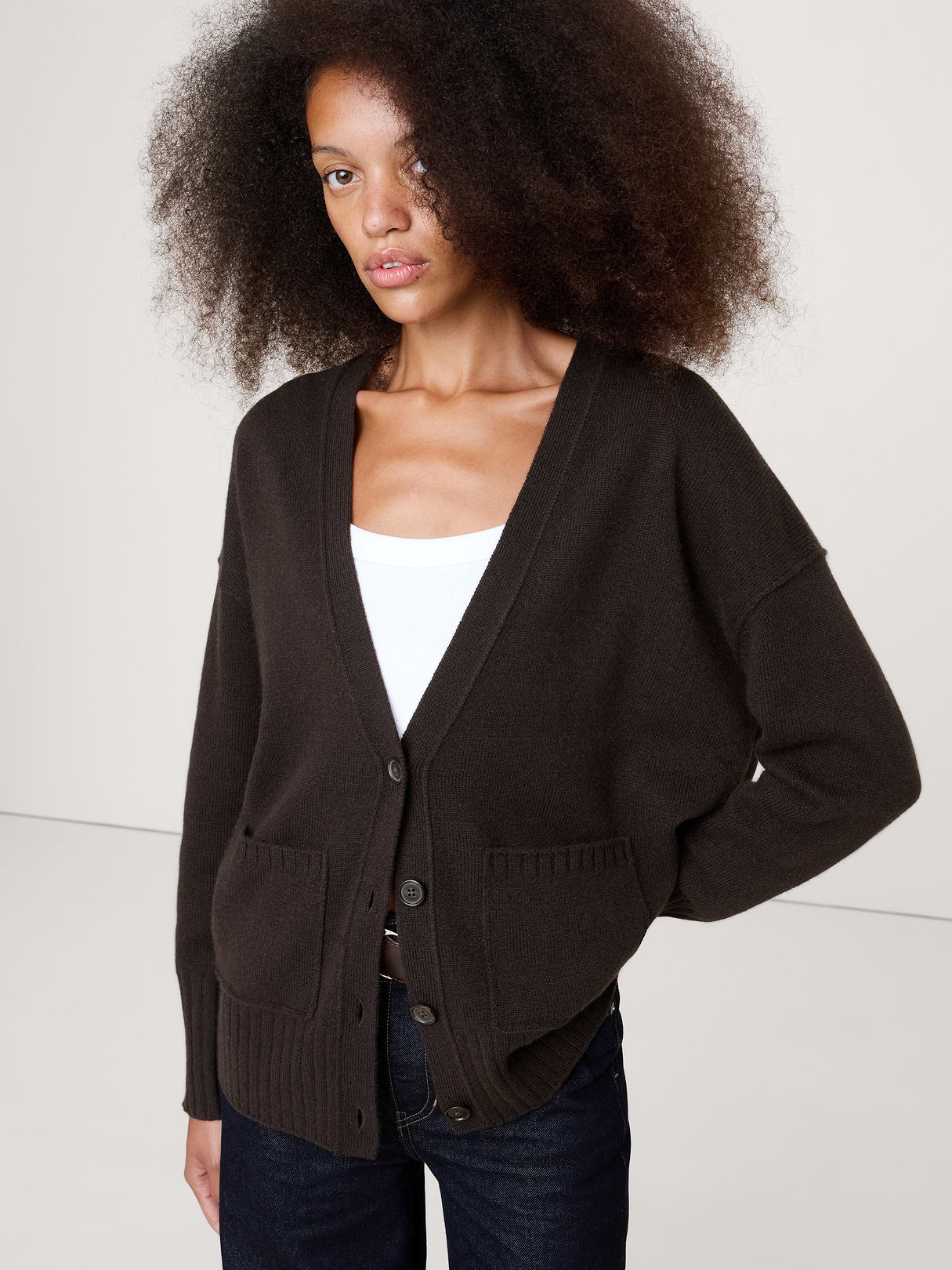 Boyfriend Cashmere Cardigan - Ganache Brown