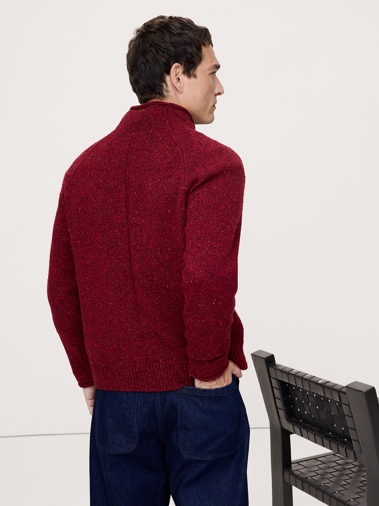 Donegal Roll-Neck Sweater - Pure Red