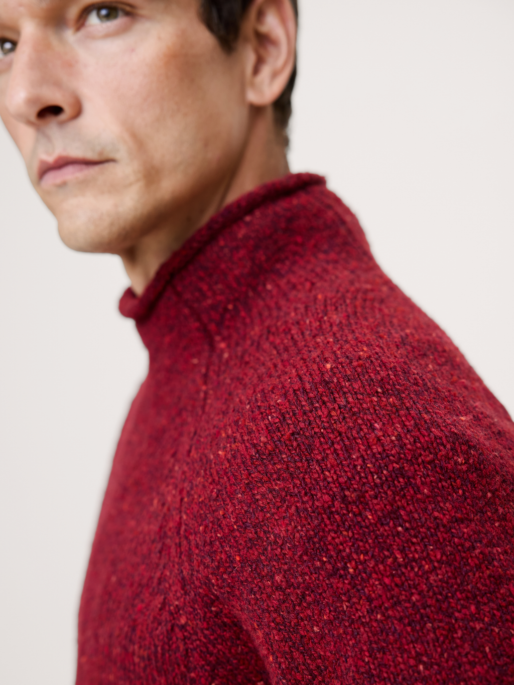 Donegal Roll-Neck Sweater - Pure Red