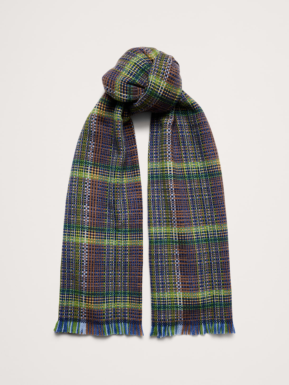Italian Plaid Wool-Blend Scarf - Green