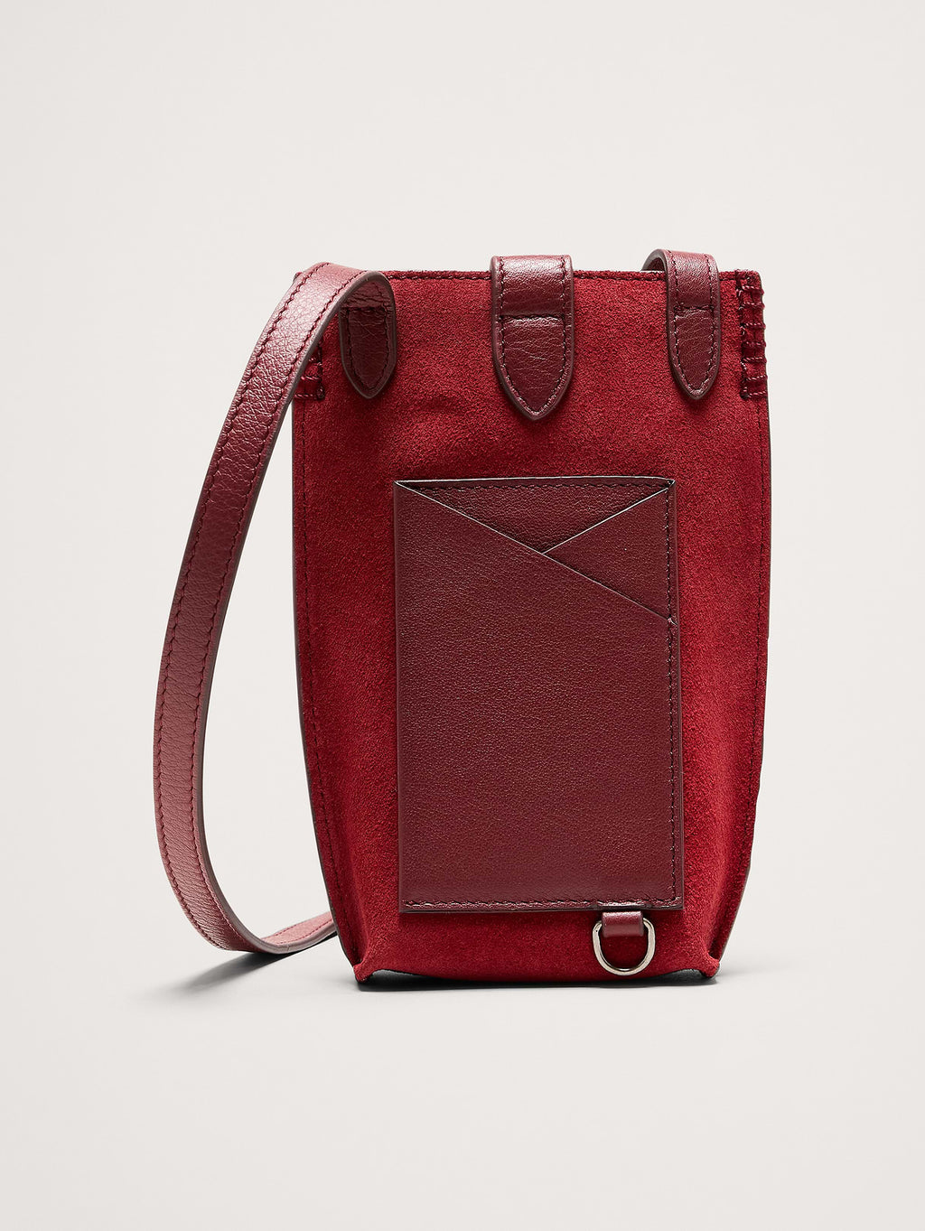 Crossbody Pouch - Deep Red Suede