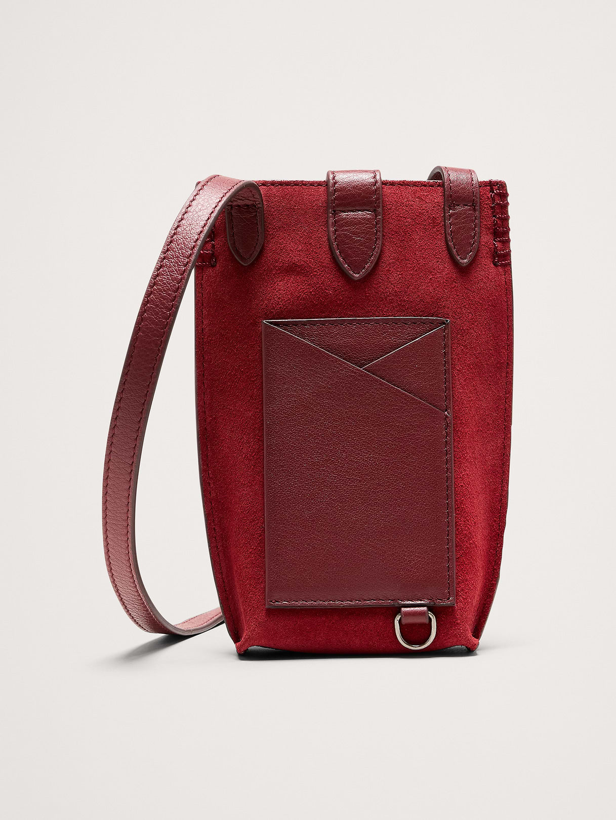 Crossbody Pouch - Deep Red Suede