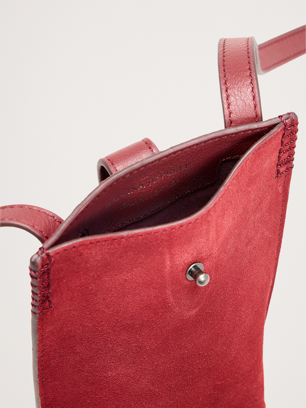 Crossbody Pouch - Deep Red Suede